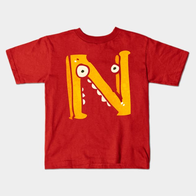 funny Letter,Christmas Gifts,A wonderful gift for those who start their name with N letter Kids T-Shirt by rayanammmar